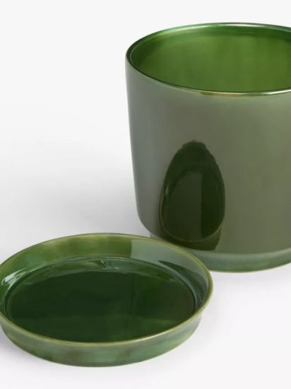 Contemporary Glazed Stoneware Planter, 19.5cm