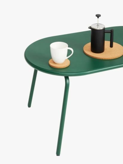 Oval Metal Garden Coffee Table, 90cm, green