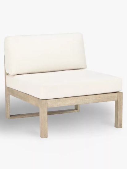 Single Modular Garden Lounge Chair Section,(Eucalyptus Wood), Natural