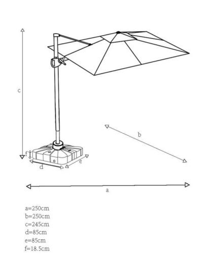 Freestanding 360 Aluminium Wind-Up Parasol & Base, 2.5m