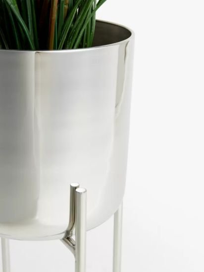 Indoor Stainless Steel Planter & Stand, Silver