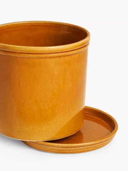 Classic Glazed Stoneware Planter, Honey