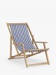 Acacia Chaise Frame and Striped Slings, Natural/Blue and White