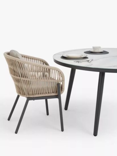Basket Round Garden Dining Table, 150cm, Grey/Anthracite