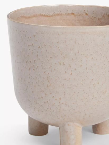 Medium Ceramic Indoor Footed Planter, 15cm, Brown