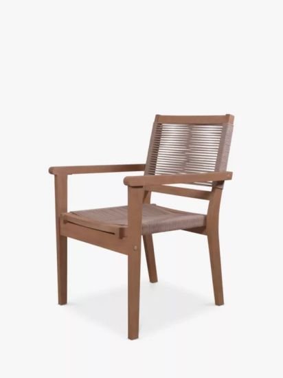 Rope Stacking Garden Chair, Set of 2, (Acacia Wood), Natural