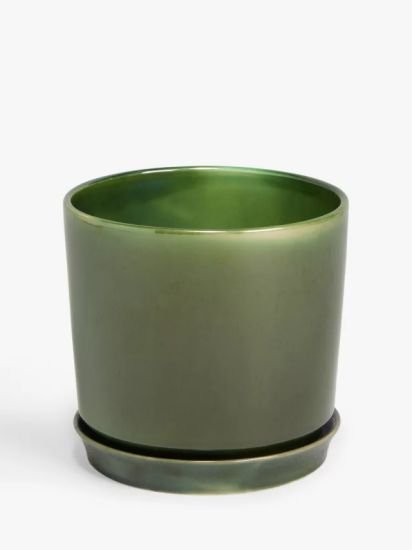 Contemporary Glazed Stoneware Planter, 19.5cm