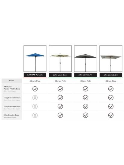 Wood-Effect Wind-Up Parasol, 2.2m