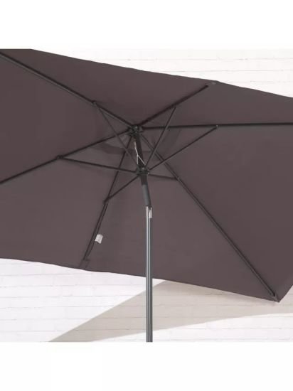 Freestanding Wind-Up Tilt Rectangular Parasol, 2 x 3m, Dark Grey