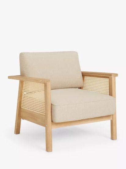 Rattan Garden Lounge Chair, (Acacia Wood), Natural
