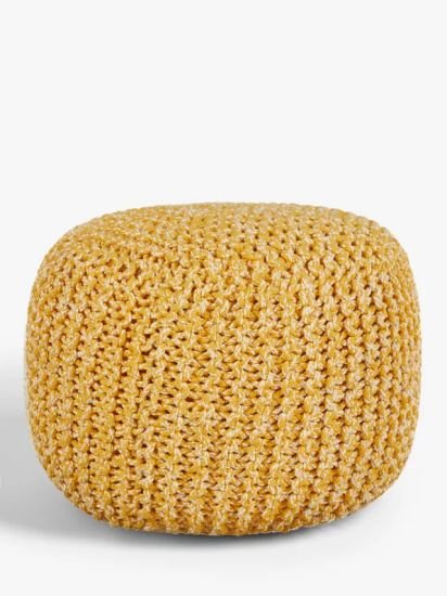 Chunky Knitted Pouffe, Mustard
